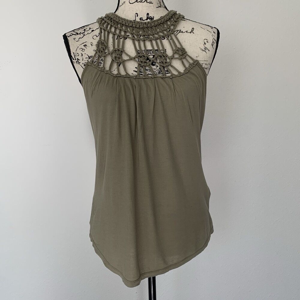 Banana Republic Olive Green High Neck Tank Top Blouse Classy Sophisticated Shirt